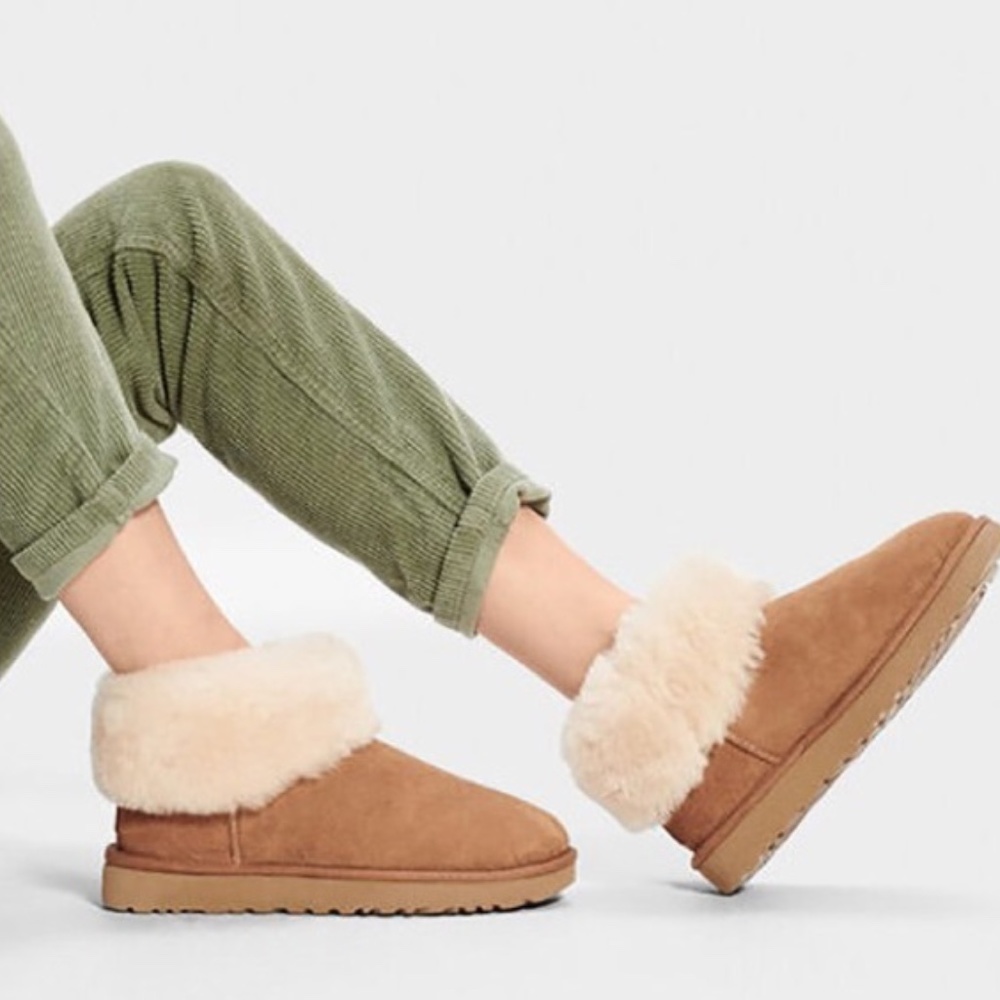 UGG Chestnut Suede Shearling Cuff Winter Boots